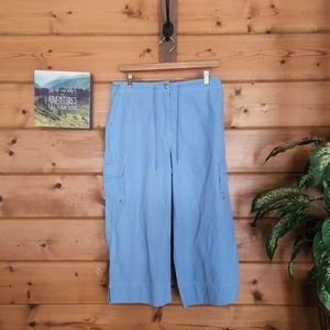 Lauren Ralph Lauren 💜 Blue Cargo Capri Crop Pants Sporty Drawstring Utility‎ 10